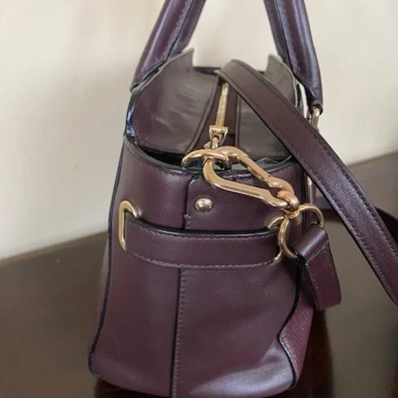 Coach F55665 Pebble And Smooth Leather Satchel/Shoulder/Crossbody Bag Burgundy